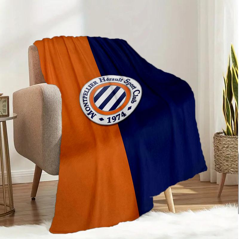 Montpellier Sc Crest Blanket Lightweight Ideal Bedding Blanket Perfect for Travel, Camping, Living Rooms, Offices, Sofas, Fan Christmas gift