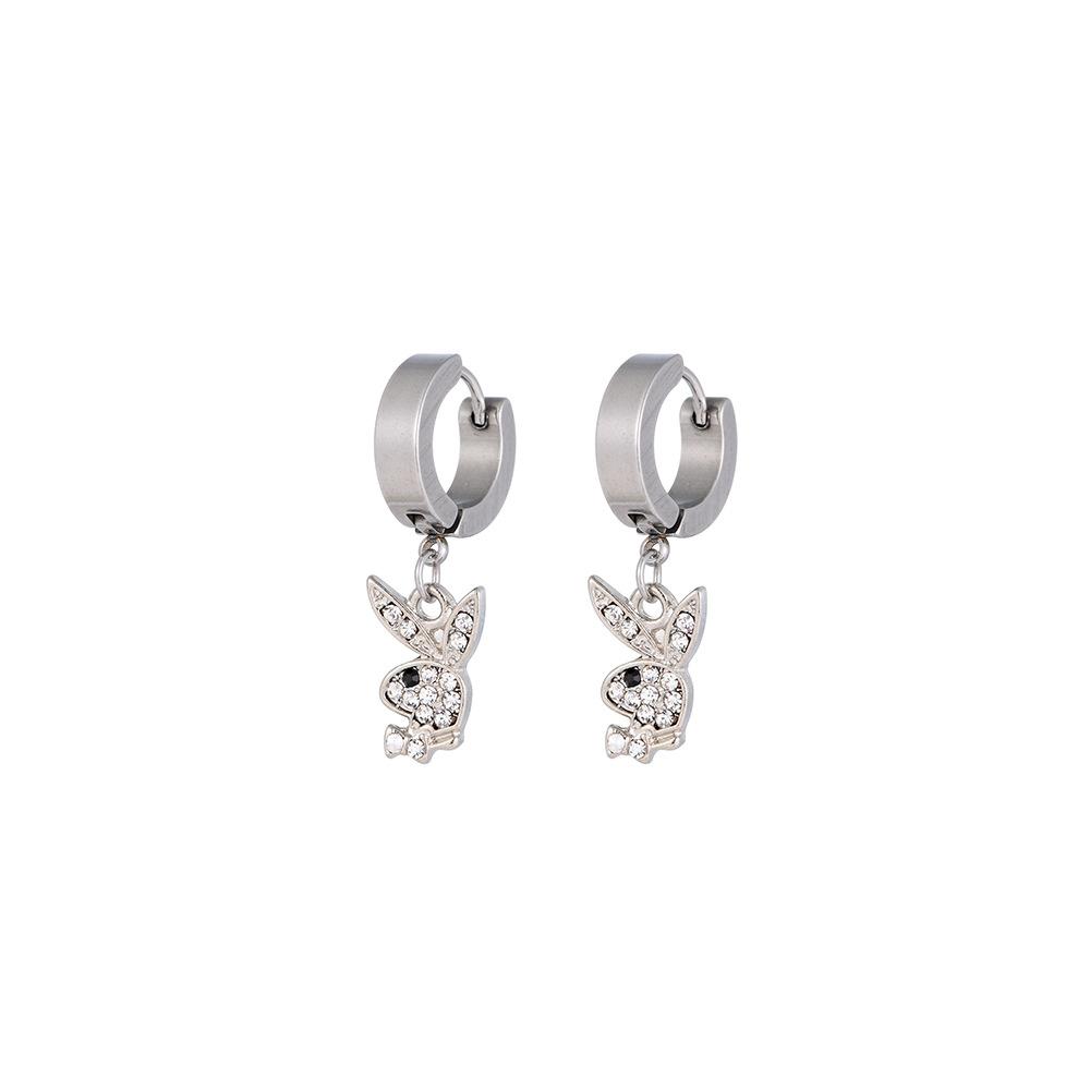 Chic Diamondstudded Rabbit Earrings Trendy Alloy Jewelry Women For