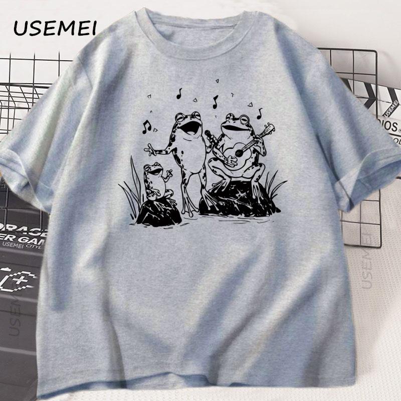 Frog Musicians 90s Retro T Shirt Men Women Vintage Frog Graphic T-Shirt Cute Funny Lovers Cotton Tee Unisex Short Sleeve Clothes