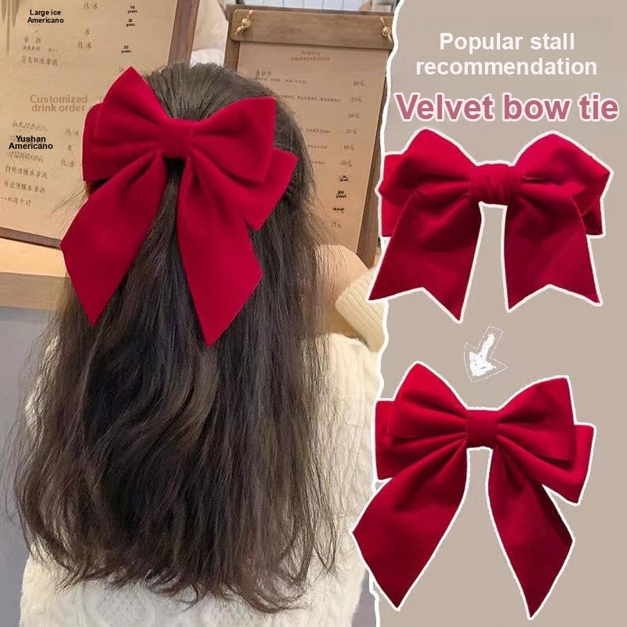 New Red Bow Hair Accessories Kids Girls Hair Clips Large Back of Head Barrettes for Children