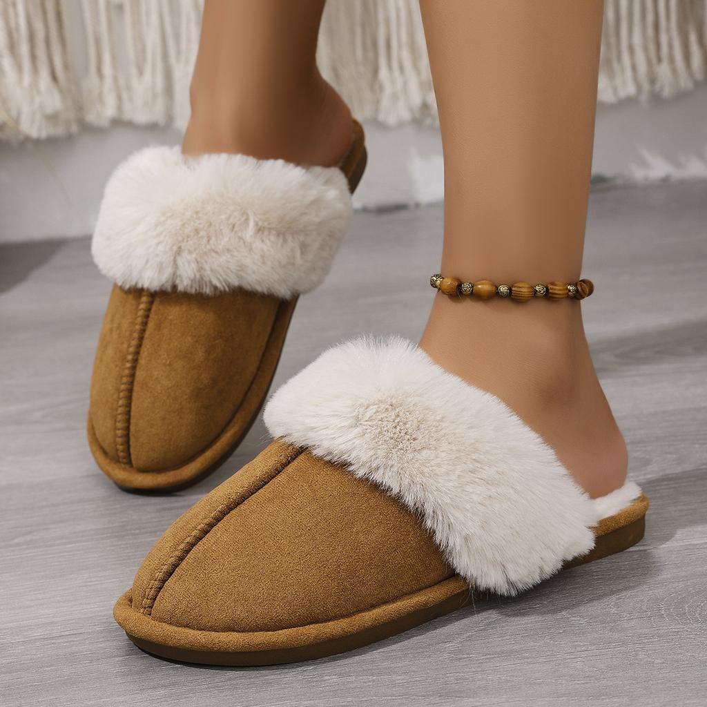 Autumn and Winter Wool Slippers Are Warm and Comfortable At Home, and Cotton Slippers Are Couple's Fleece Soft Soles and Warm Cotton Slippers