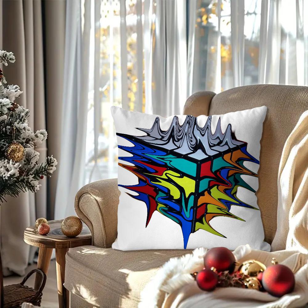 Rubiks Cube Pillow Case Square Pillow Bedroom Sofa Leisure Comfort Cushion Car Living Room Home Decoration 40X40