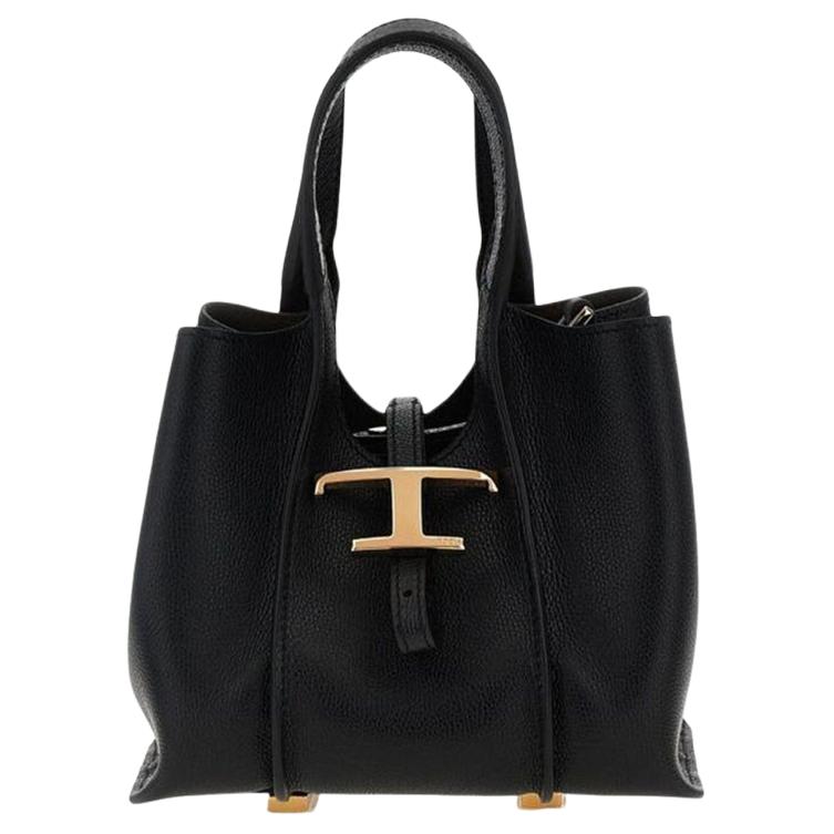 

Tods T Timeless Metal T Pendant Leather Handbag Women handbags Black XBWTSBA0000Q8EB999 Basic Set (Bag+Dust Bag)