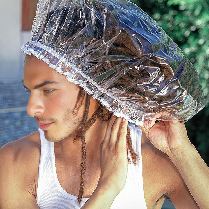1Pc Oversized Large Transparent Shower Cap Reusable Pvc Waterproof Oil Baking Bathing Hat for Women Men Thick Long Braids Hair