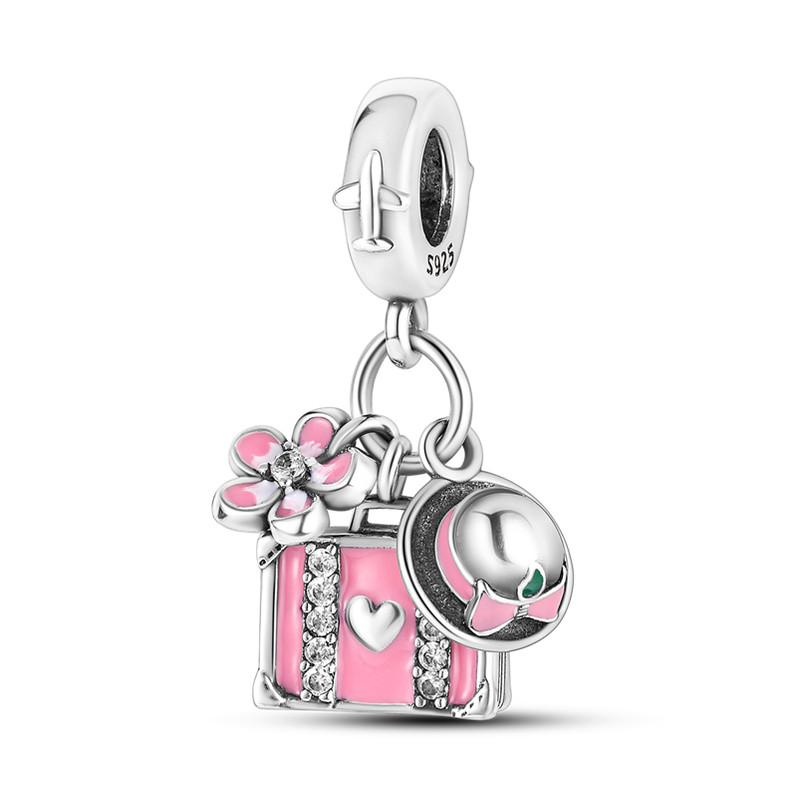 New Charm Copper Glow Firefly Travel Airplane Cat Paw Dragon Bead Fit Bracelet Bangle Necklace Diy Jewelry