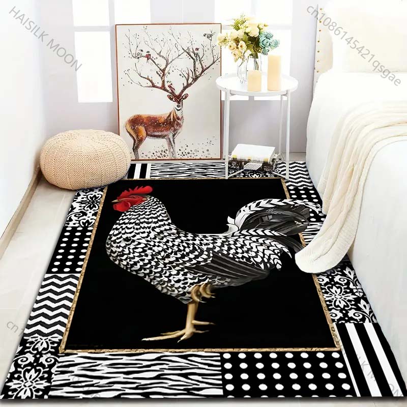 1PC French Rooster Art Print Carpet for Living Room Bedroom Bedside Sofa Table Floor Mat Home Area Rug Decor Large Size