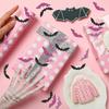 500 Pcs Halloween Bat Sticker Rolls Sparkly Pink Black Bat Decals Reusable Laptop Stickers for Coloring Book Scrapbook Envelope Journal Decor