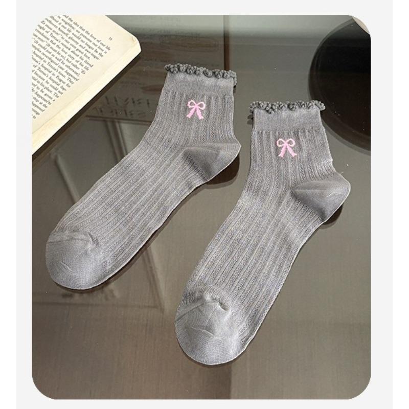 Bows and Lace Short Socks - Summer Women's Thin Style - Versatile for Summer - Mesh Ventilation - Boneless Short Tube Socks