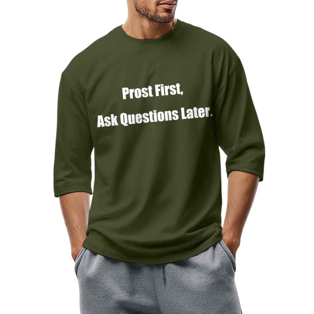 Men's fashionable casual round-neck three-quarter sleeve top T-shirt