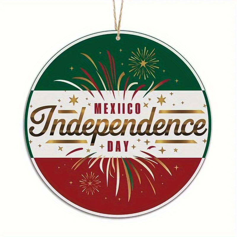 1pc 2d Flat Joyful Festival Circular Wooden Signs - 20cm: Kwanzaa, Diwali, Family Independence Day, Farmhouse, Bar, Cafe, Porch Decoration, Gifts