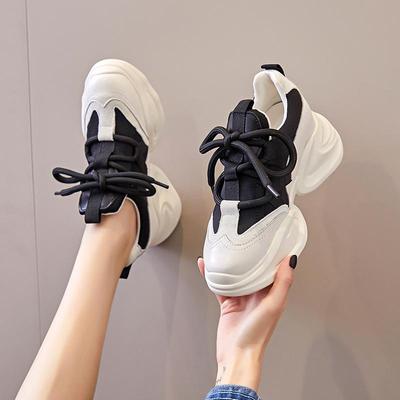 Trendy 2024 Damen-Sneaker mit dicker Sohle, die die Körpergröße erhöhen - Neue lässige Plateauschuhe aus Rindsleder für den Frühling