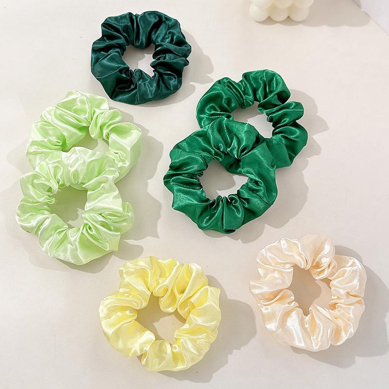 8Pcs  Satin Fabric Sausage Loop Hair Rings Set Solid Colour Fabric Loop Hair Rope Hair Scrunchies Scrunchy Black Coffee