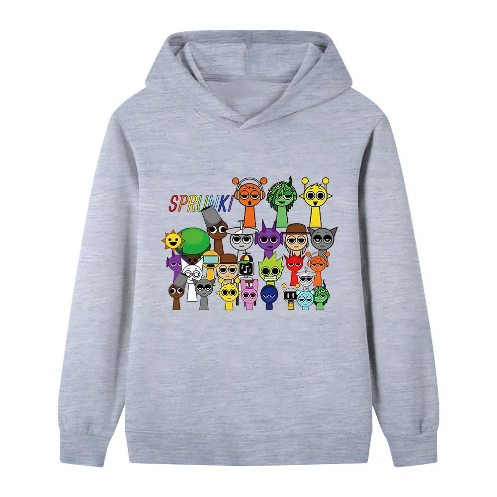 B1059 Kids Boys Girls Sprunki Print Soft Colorful Long Sleeves Hoodie