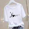 Popular Online Celebrity Couple Summer Printed Base Layer Tshirts with Short Sleeves and Round Collars for A Slimming Commute
