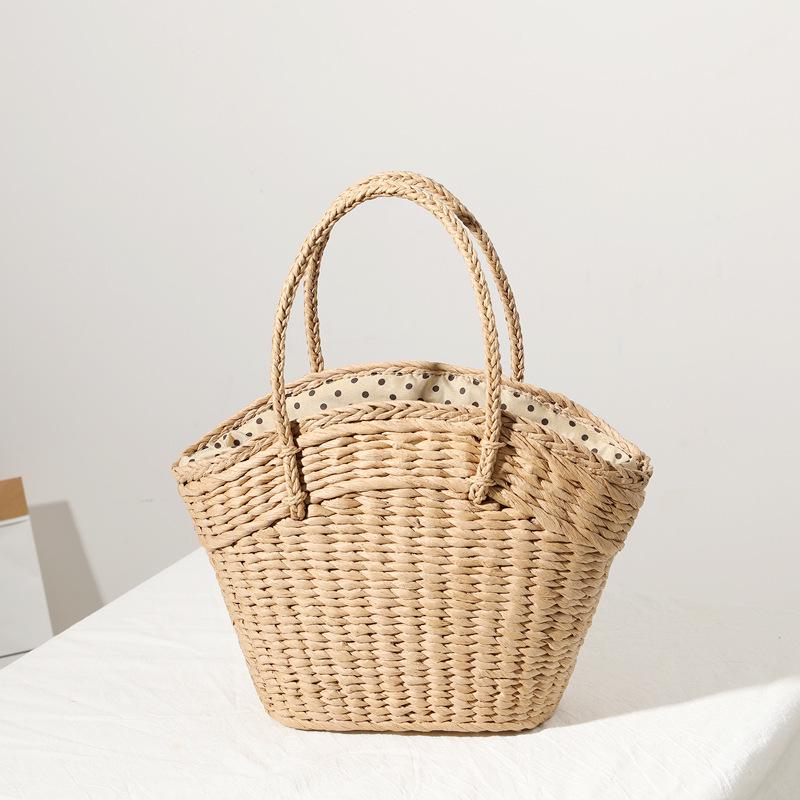 

Korean Women s Summer Straw Handbag with Fashion Scarf – Woven Beach Bag for Vacation