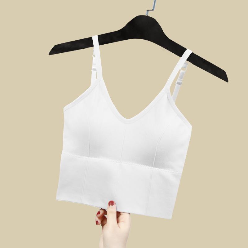 Women Seamless Cami Tank Top With Built In Bra Solid Color U Back Padded Camisole For Summer