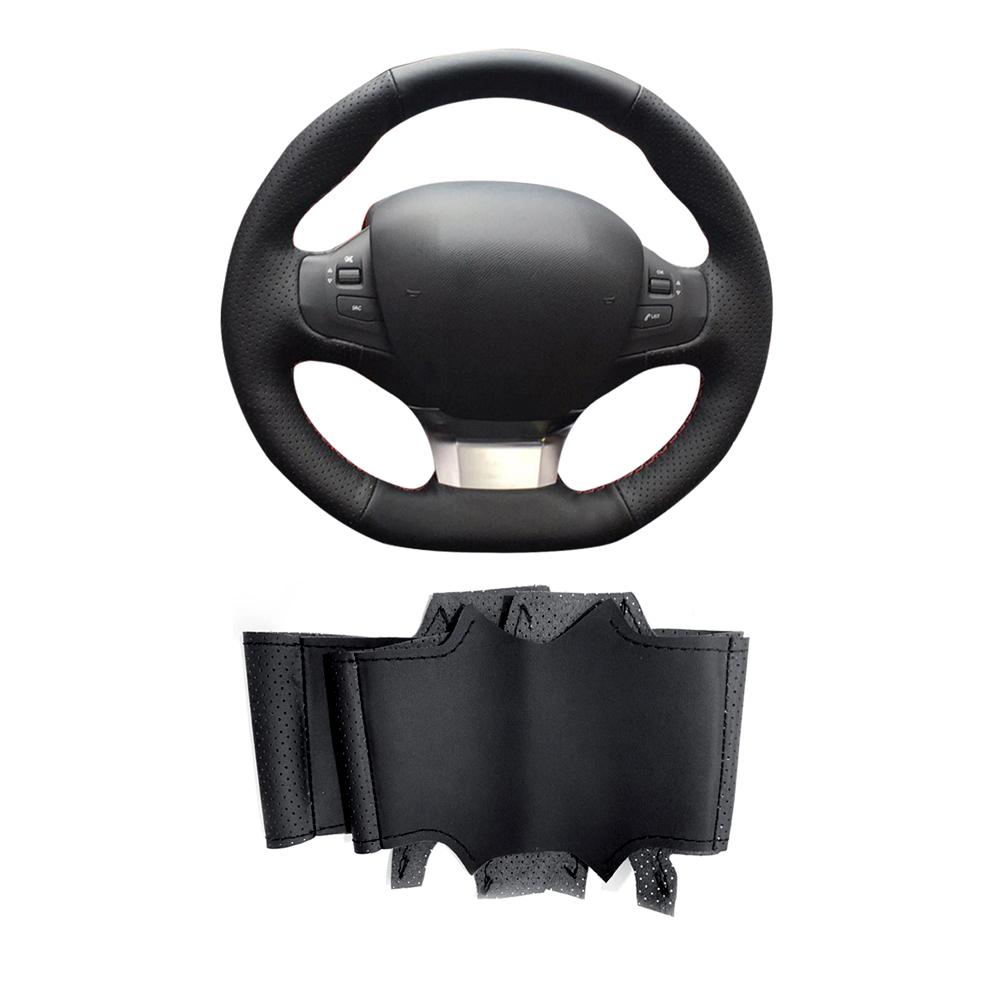 Car Steering Wheel Cover Breathable Anti Slip Genuine Leather Perforated for Peugeot 308 SW T9  3008 Auto Decoration
