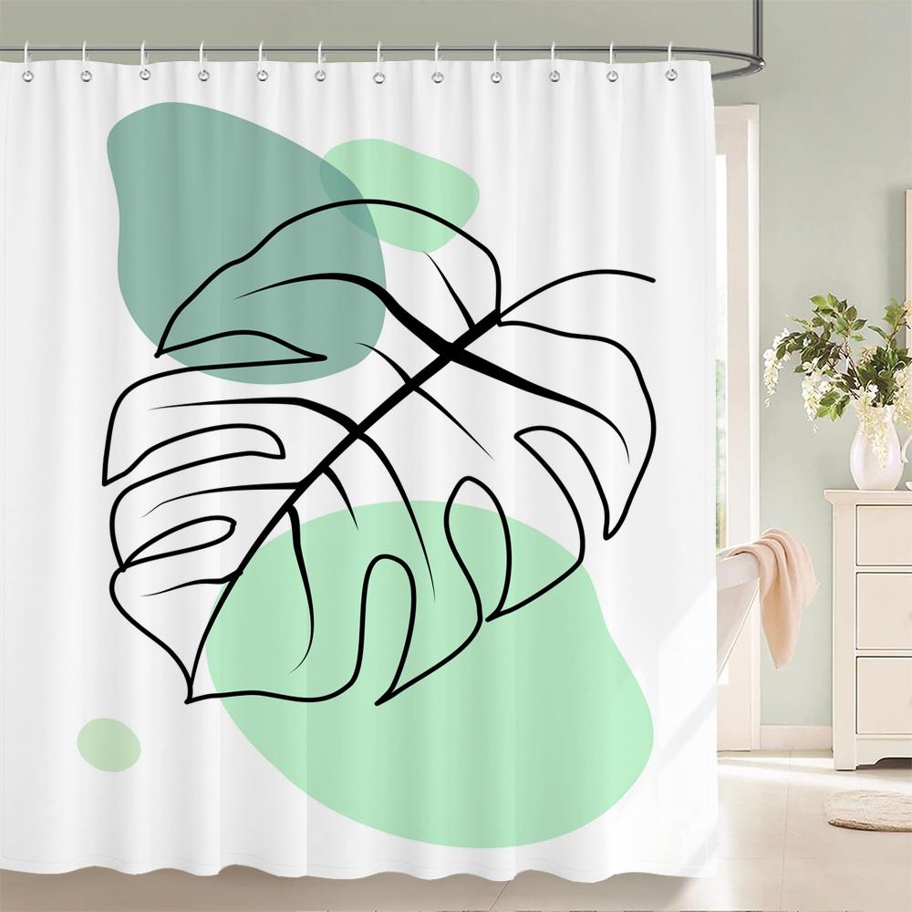 Nordic Simplicity Style Plant Leaves Printed Shower Curtain With Hook Bathroom Curtain Home Decoration Curtain 3D Bath Curtains