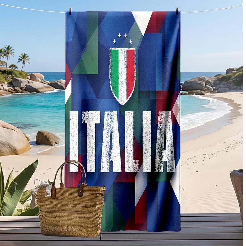 Asciugamano da Spiaggia Stampa Calcio Italia Asciugatura Rapida Super Assorbente Morbido Asciugamano da Bagno per Nuoto Spiaggia Viaggio Souvenir Regalo per Fan