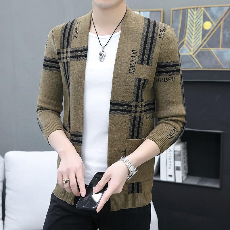 Herbst Neuer Herren Strickcardigan Lässiger Jugendpullover Herrenjacke Koreanische Jacke