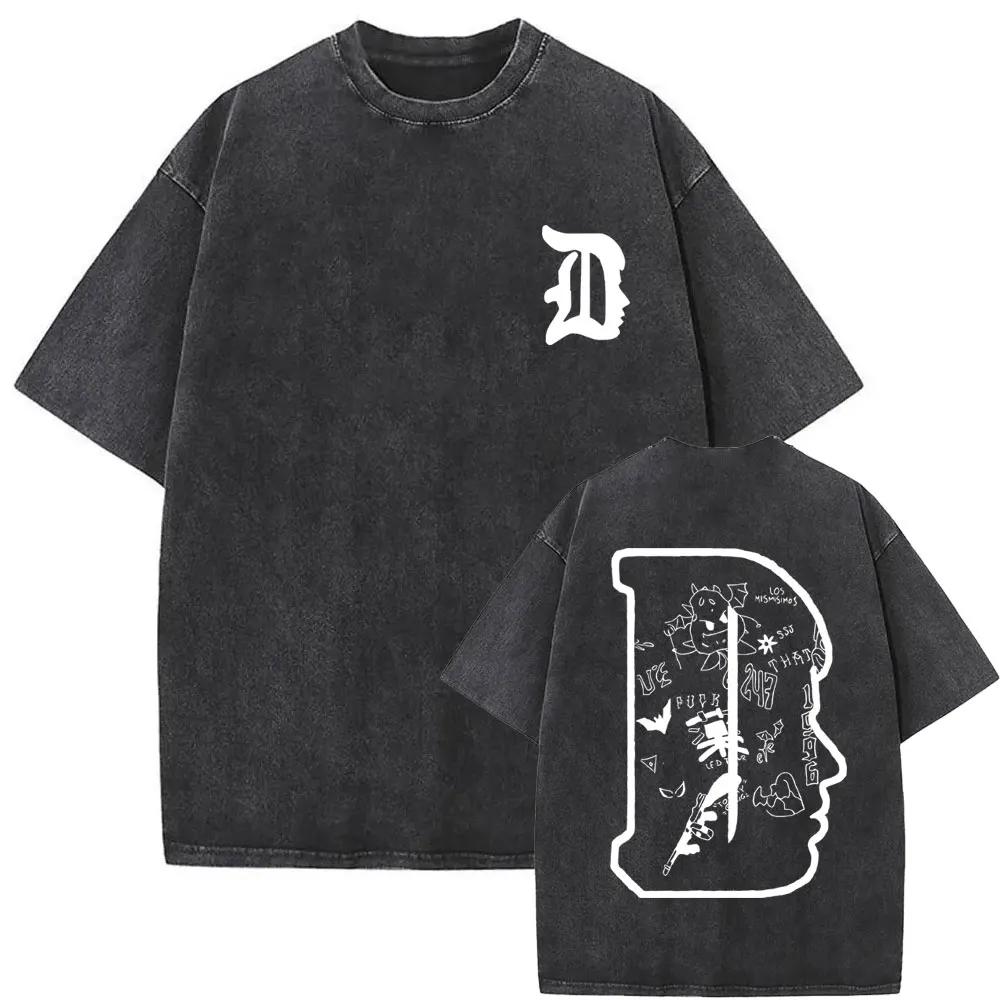 Washed Vintage Rapper Duki ADA Tour  T Shirt Mens Hip Hop Oversized Short Sleeve Tshirt Men Fashion High Quality Streetwear