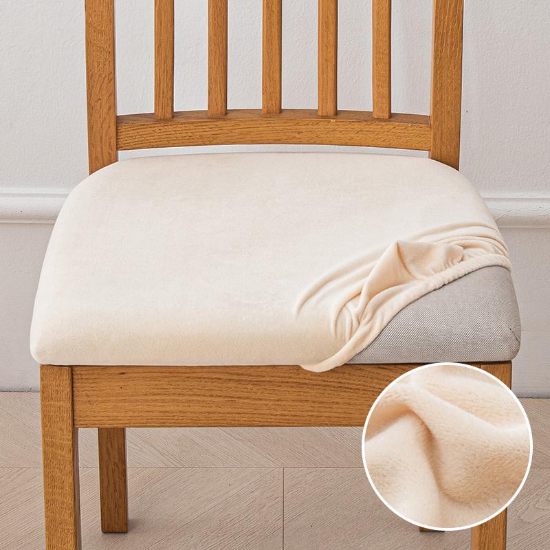 Velvet Stretch Fit Chair Seat Covers,Soft Solid Color Dining Chair Cover Removable Washable Chair Protector for Kitchen, Hotel