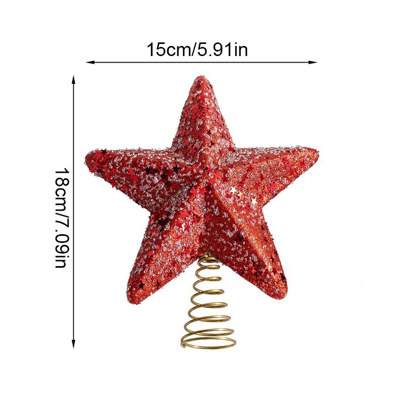 1PC Glittered Tree Topper Diamond Dust Star Decor Foam Christmas Star Holiday Tree Topper