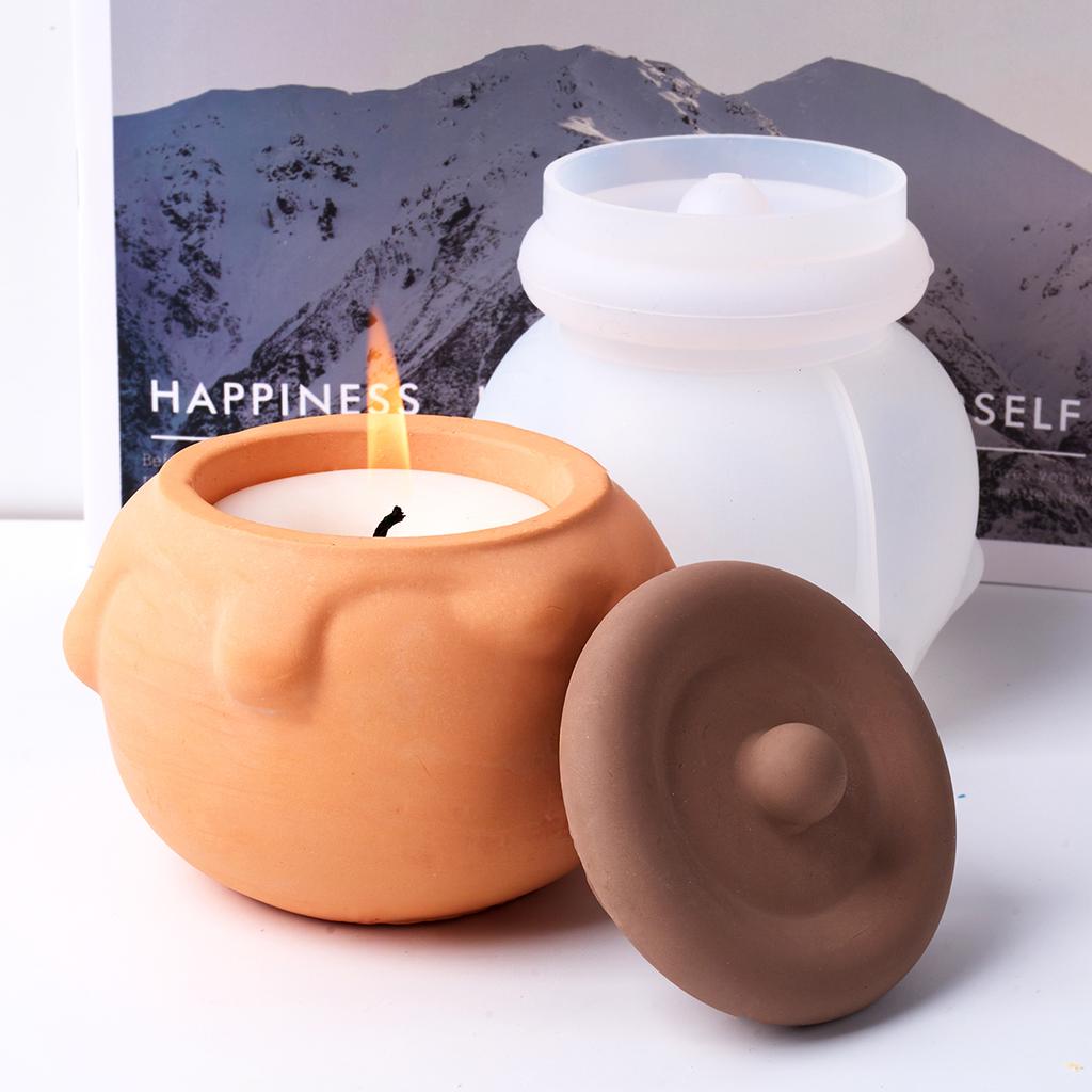 3D Honey Candle Jar Silicone Mold DIY Handmade Jewelry Storage Box Craft Making Plaster Resin Flowerpot Casting Molds Home Decor
