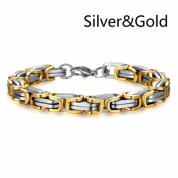 1 PCS Men's Stainless Steel Vintage Bracelet Punk Chain Bracelet Hip Hop Jewelry (Width: 6mm)