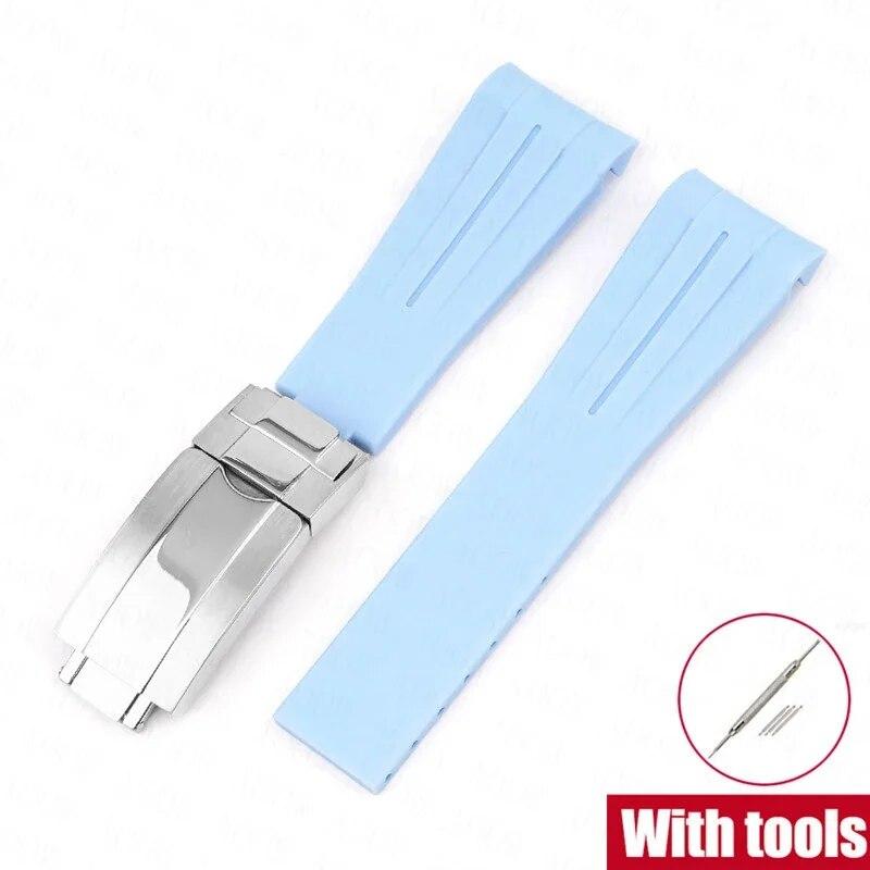 Rubber Watch Band Fit for Omega X Swatch Moonswatch 20mm Stainless Steel Folding Buckle Men Women Curved Replace Strap for Rolex