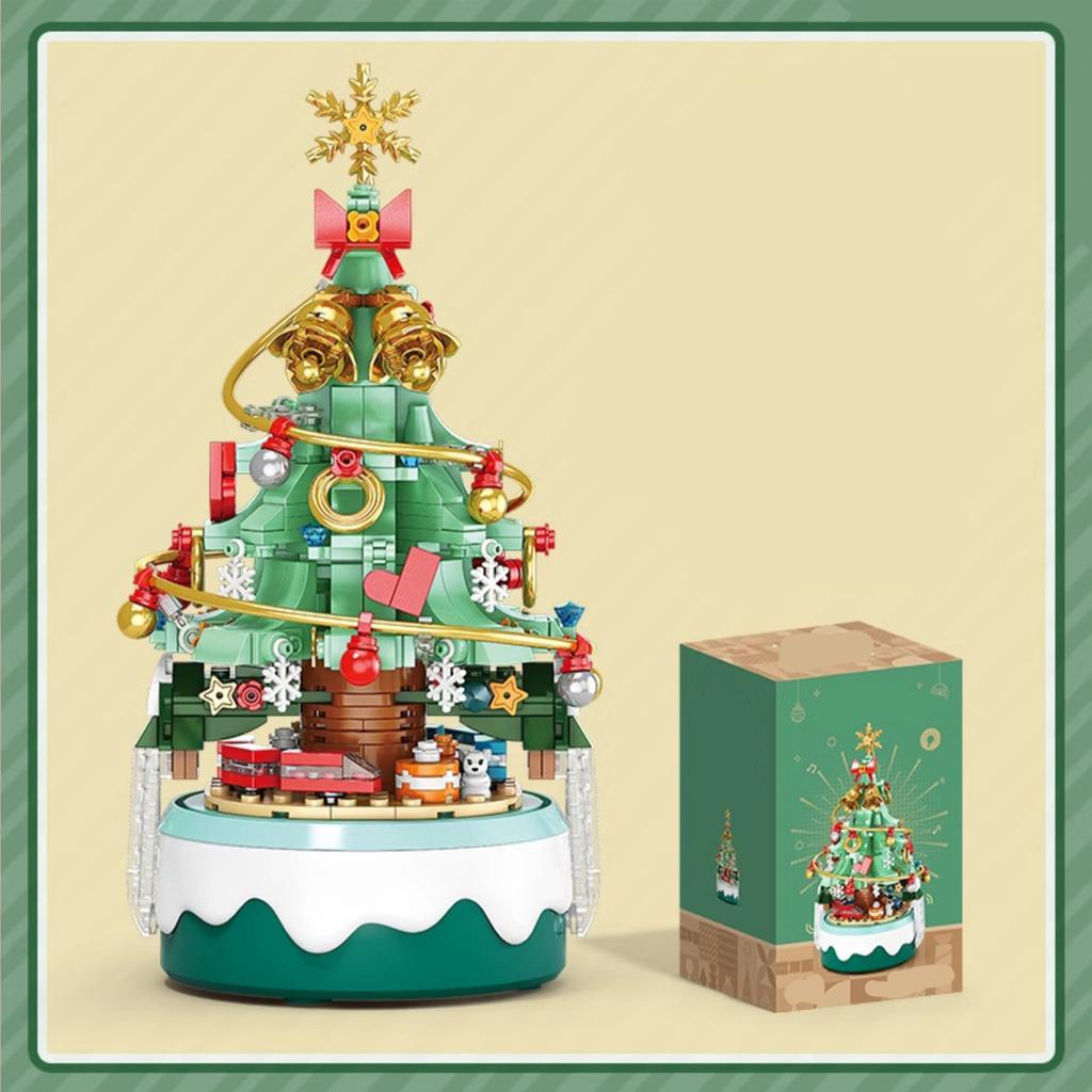 Christmas Tree Music Box Assembly, Children'S Building Block Toys, Christmas Man Decoration Gifts
