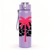 1PC Palm Tree Black Spot Print 750ml Color Plastic Sports Water Bottle Leakproof Flip Straw Lid Suitable for Sports Office Home Use