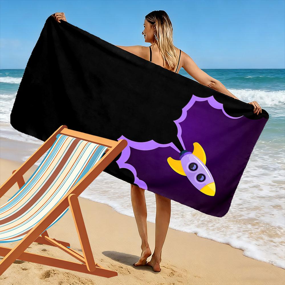 Cosmic rocket adventure soaring Print beach towel, quick drying, suitable for travel, outdoor sports, jogging, the beach and swimming, gift
