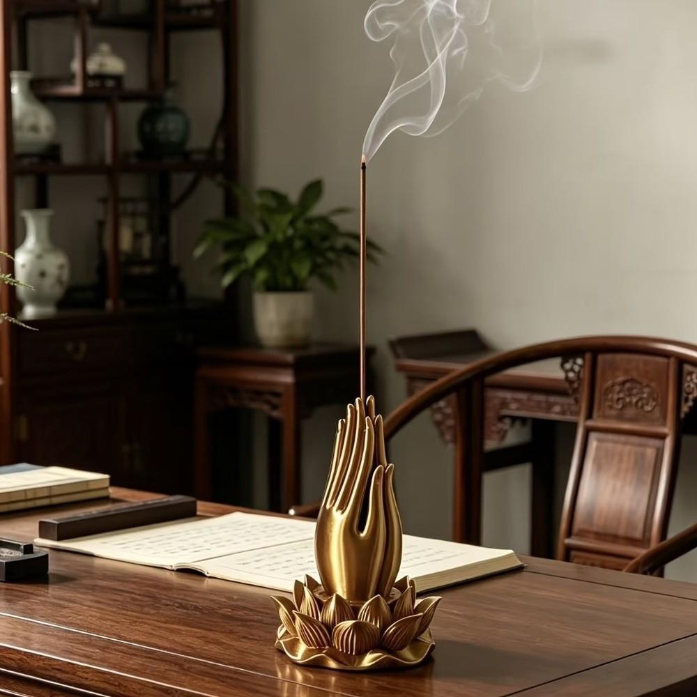 3D Printed Lotus Hand Incense Holder Praying Hand Tabletop Incense Base Living Room
