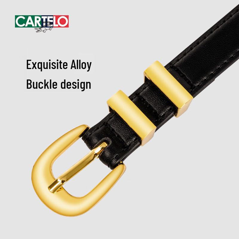 CARTELO Women's Genuine Leather Jeans Belt with Pin Buckle