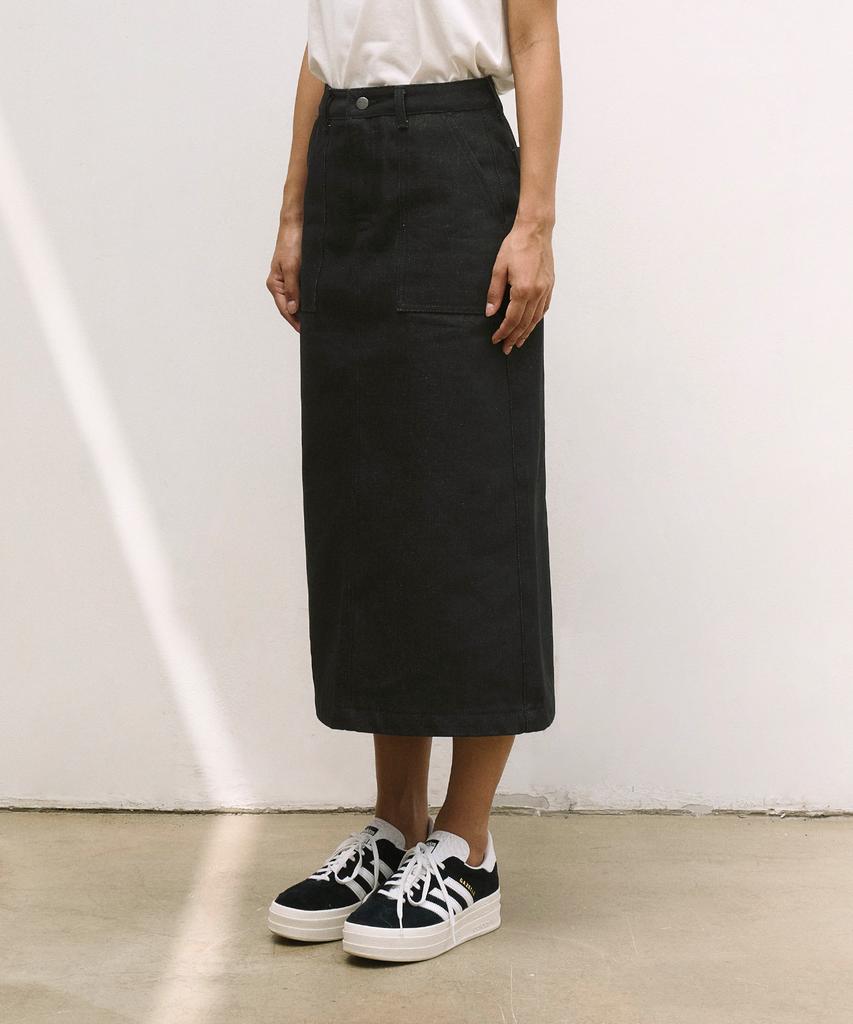 BEENTRILL Sunday Fatigue Denim Long Skirt (Black)