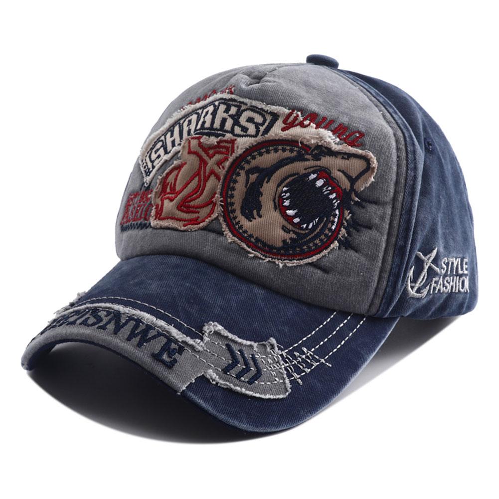 New Designer Vintage Shark Hat Embroidery Snapback Baseball Cap Casquette Homme Hip Hop Casual Visor Hats For Women Men