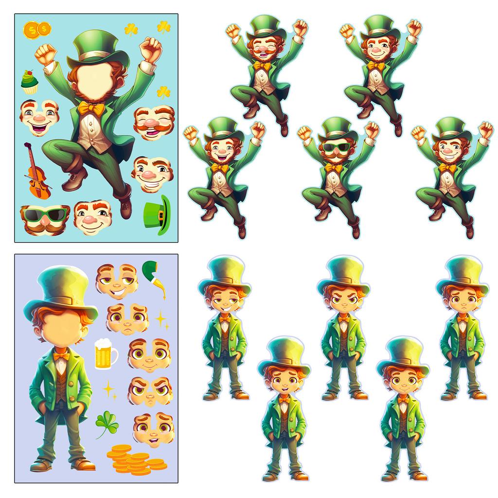 6 Pieces of St. Patrick's Day Stickers Puzzle Face Change Personality DIY Waterproof Stickers