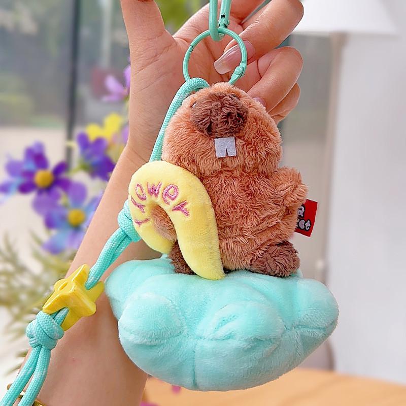 Plush Marmota Star Keychain Anime Backpack Pendant Cute Kids Gift Decoration
