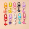 Cute Enamel Flower Keychain Butterfly Key Ring Pendant for Women Girls Handbag Decor DIY Handmade Jewelry Gift