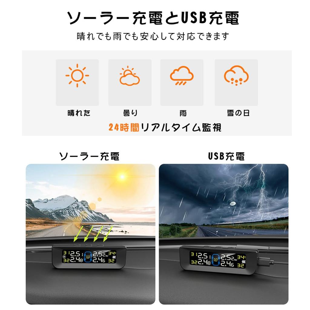 Tigwiss Tire Pressure Monitor, TPMS Air Pressure Sensor, Vibration Sensor, Tire Pressure Temperature Measurement,