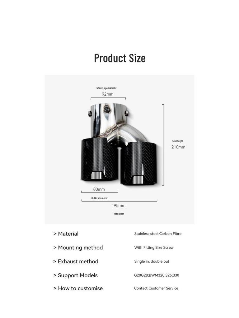 Edelstahl Carbonfaser Endrohre für 3er: 325Li, 320i, 330G, G20, G28