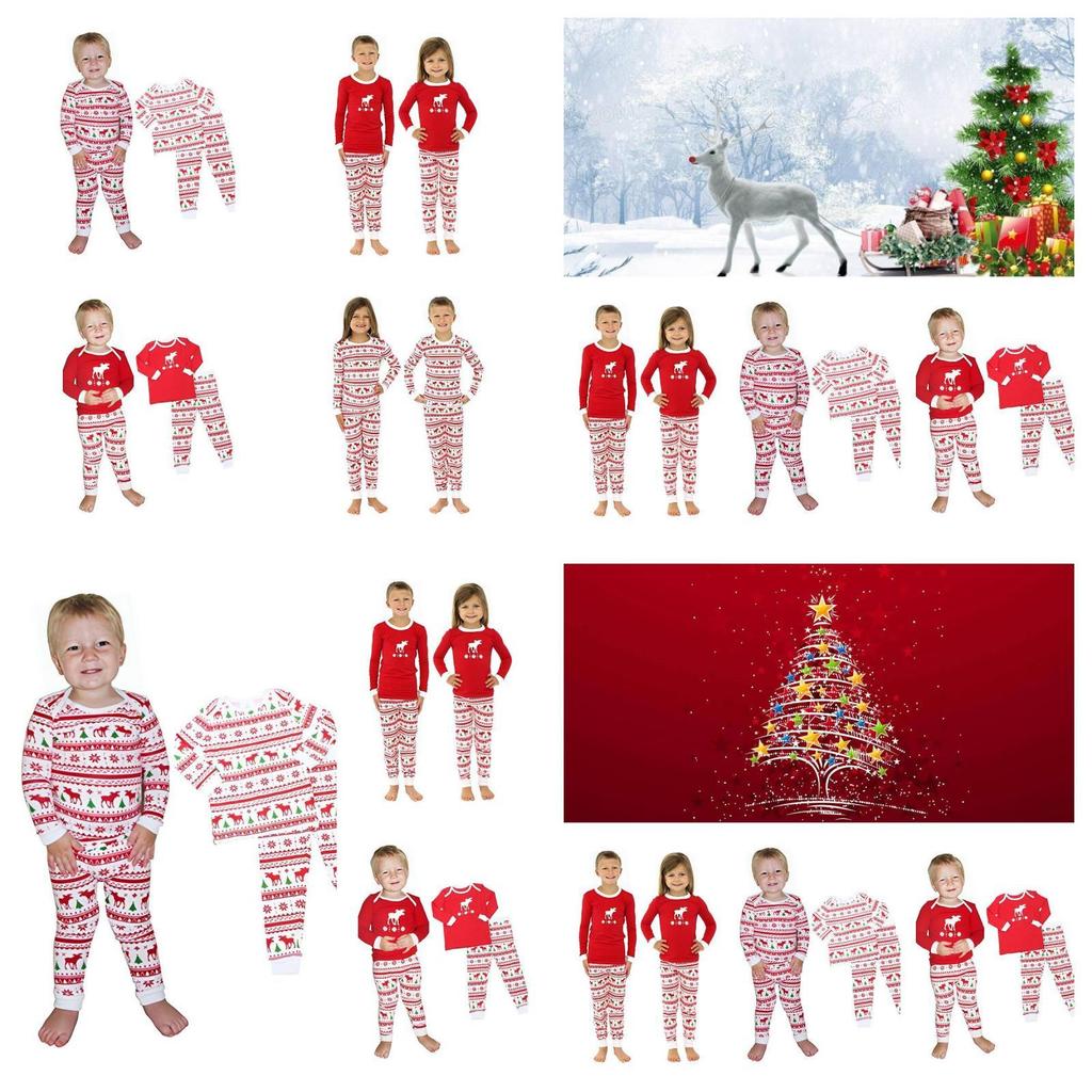European And American Printed Christmas Home Clothing Suit For Parents And Children
