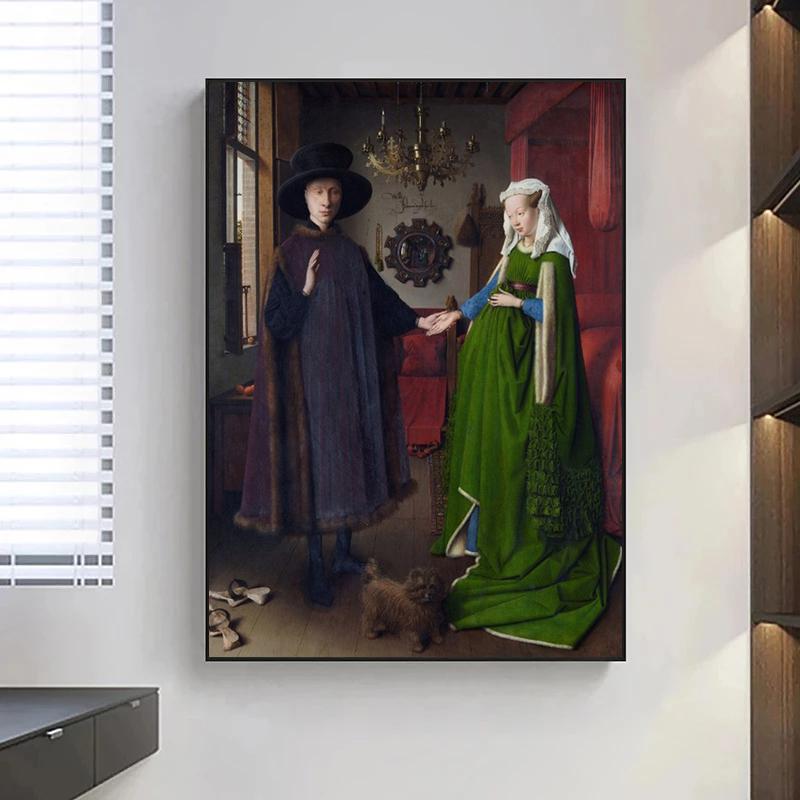 

Ван Эйк Арнольфини, свадебный портрет, знаменитый холст, картина, постер и принт, настенные художественные фотографии для украшения гостиной, Куадрос