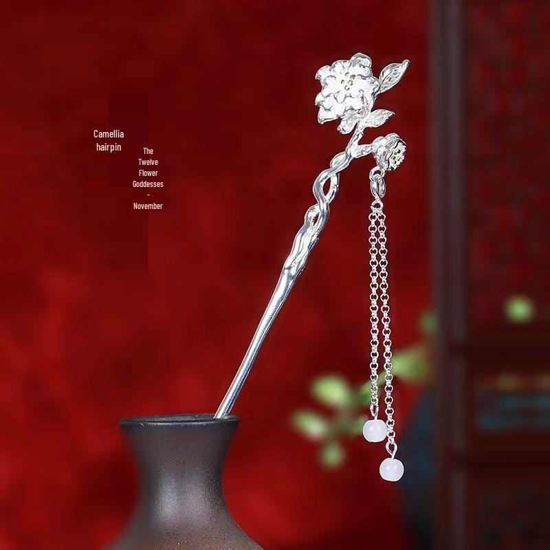 Twelve Flower Goddess Hanfu Hairpin - Chinese Style Updo Valentine's Gift for Her