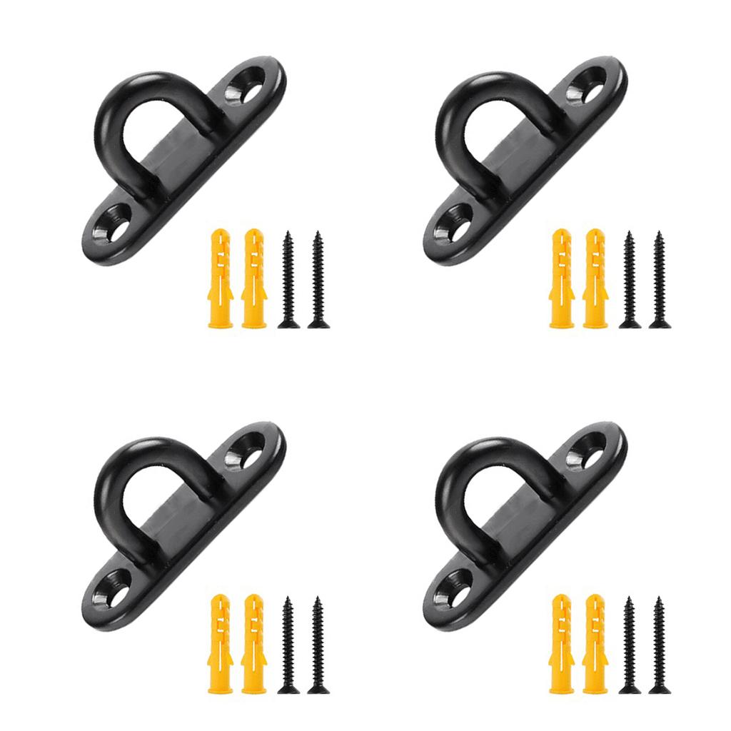 4Pcs Stainless Steels Pad Eye Plate Hook Heavy Duty Ceiling Hook Rings Hook Screw Eyes Hook Marine Hardware Staple Hook
