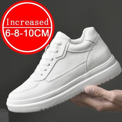 Man Genuine Leather Casual Fashion Sport Platform Shoes Increase Height 4/6/8/10CM Soft Invisible Height Increasing Shoes 36-46
