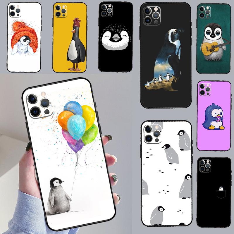 Cute Lovely Penguin Case For iPhone 16 Pro Max 14 13 12 11 15 17 Pro Max mini 15 16 Plus 16e 17 Air Phone Cover