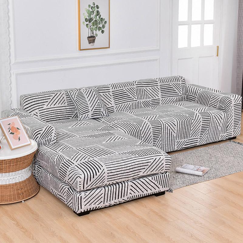Chaiselongue-Sofabezug in L-Form, 2 Stück erforderlich, Stretch-Sofabezug, universeller Stretch-Ecksofabezug, Schnittschutz