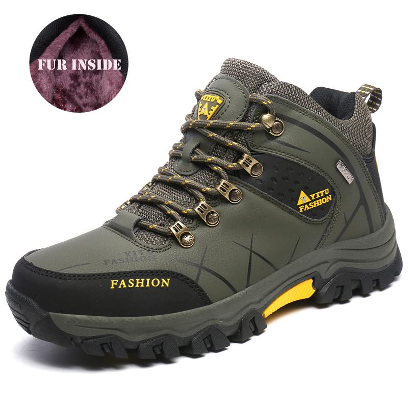 

Winter Warm Cotton Shoes for Men Outdoor Leather Casual Men Shoes Sneakers Fashion High Top Ankle Boot Male Hiking Trekking Shoe 39